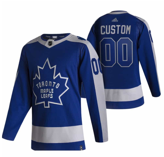 Men's Blue Toronto Maple Leafs Custom 2020/2021 Reverse Retro Special Edition Stitched Hockey Jersey